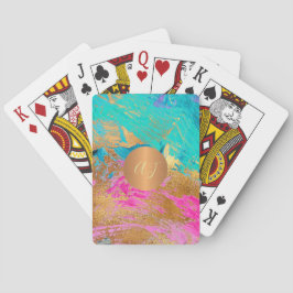 抽象芸術絵画アクリル銅金ゴールドモノグラムの トランプ