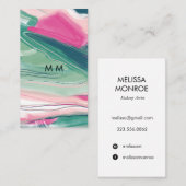 抽象芸術絵画アートの名刺ピンク・グリーン 名刺 (正面/裏面)