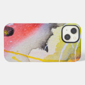 抽象芸術絵画アートの水彩画 iPhoneケース (裏面横)