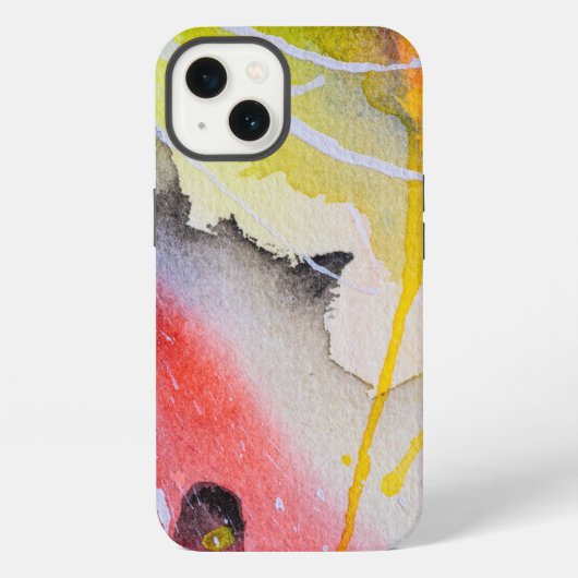抽象芸術絵画アートの水彩画 iPhoneケース (裏面)