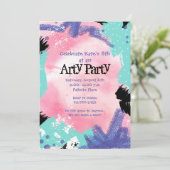 抽象芸術絵画アートパーティー招待状 招待状 (スタンド正面)