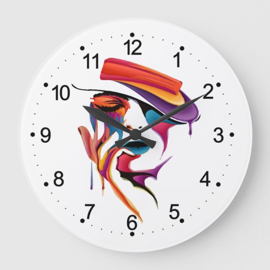 抽象芸術絵画ズウィメンハッカラフルト ラージ壁時計 (正面)