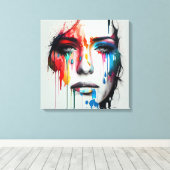 抽象芸術絵画ズオブウーマン顔、キャンバス版画 キャンバスプリント (インサイチュ (ウッドフロア))