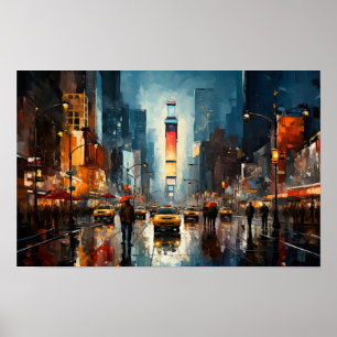 抽象芸術絵画ズオブタイムズスクエアin NYC ポスター