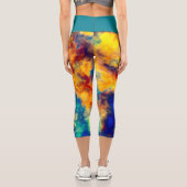 抽象芸術絵画ズブルーイエローレッドカプリレギンス カプリレギンス (裏面)