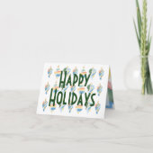 抽象芸術絵画ズレトロオーナメントハッピーホリデイズH シーズンカード (正面)