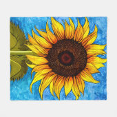 抽象芸術絵画ヒマワリ フリースブランケット (正面(横))