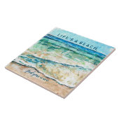 抽象芸術絵画ビーチ付引用文 タイル (側面)