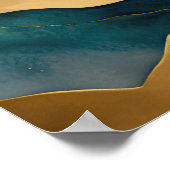 抽象芸術絵画ランドスケープ金ゴールドピーチブルーII ポスター (角)