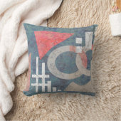 抽象芸術絵画ヴィンテージ旧青サンゴ幾何学模様 クッション (ブランケット)