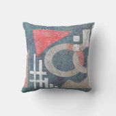 抽象芸術絵画ヴィンテージ旧青サンゴ幾何学模様 クッション (裏面)