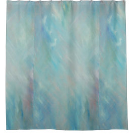 抽象芸術絵画入りの青い色合いのシャワーカーテン シャワーカーテン