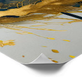 抽象芸術絵画横の金ゴールド青 ポスター (角)