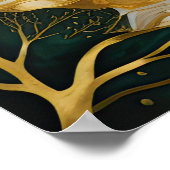 抽象芸術絵画横金ゴールド緑II ポスター (角)