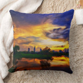 抽象芸術絵画色 |サイゴンの夕日 クッション (ブランケット)