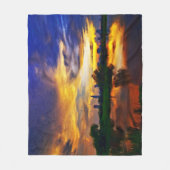 抽象芸術絵画色 |サイゴンの夕日 フリースブランケット (正面)