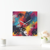 抽象芸術絵画芸術 スクエア壁時計 (ホーム)