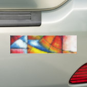 抽象芸術絵画赤い黄緑色の青 バンパーステッカー (車上)