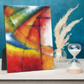 抽象芸術絵画赤い黄緑色の青 フォトプラーク (側面)