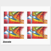 抽象芸術絵画赤い黄緑色の青 長方形シール (シート)