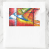 抽象芸術絵画赤い黄緑色の青 長方形シール (バッグ)