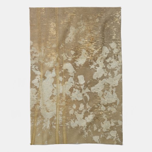 抽象芸術絵画金ゴールドとシルバースペックル キッチンタオル (縦)