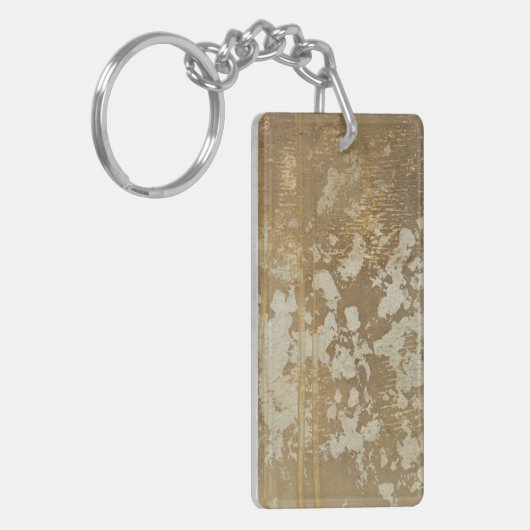 抽象芸術絵画金ゴールドとシルバースペックル キーホルダー (正面左)