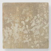抽象芸術絵画金ゴールドとシルバースペックル ストーンコースター (正面)