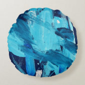 抽象芸術絵画68海潮 ラウンドクッション (正面)