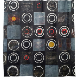 抽象芸術絵画:~に刻印された円の格子 シャワーカーテン