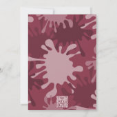 抽象芸術絵画(ばちゃばちゃ)跳ねるレッドアートバースデーパーティー 招待状 (裏面)