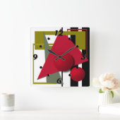 抽象芸術絵画、ジオメトリック形状 スクエア壁時計 (ホーム)