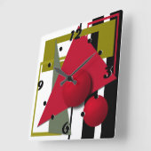 抽象芸術絵画、ジオメトリック形状 スクエア壁時計 (傾斜)