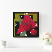 抽象芸術絵画、ジオメトリック形状 スクエア壁時計 (ホーム)