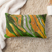 抽象芸術絵画,ストライプ,金ゴールド，銀，緑 ランバークッション (ブランケット)