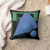 抽象芸術絵画，抽象化，緑と黒 クッション (ブランケット)