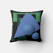 抽象芸術絵画，抽象化，緑と黒 クッション (裏面)