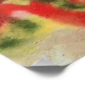 抽象芸術絵画 赤 オレンジ 黄色 テクスチャ ポスター (角)