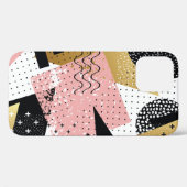 抽象芸術継ぎ目のない金ゴールド箔付きのピンクの黒 Case-Mate iPhoneケース (裏面 (横))