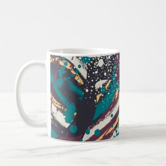 抽象芸術継スタイリッシュぎ目無しパグランジターン コーヒーマグカップ (左)