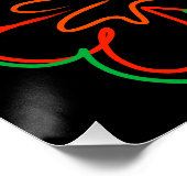 抽象芸術緑とオレンジ色の花デザイン ポスター (コーナー)