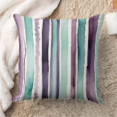 抽象芸術緑と紫の水色ストライプ クッション (ブランケット)