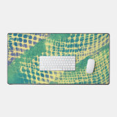 抽象芸術緑と紫の黄色のデスクマット デスクマット (キーボード&マウス)