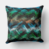 抽象芸術緑と青の水色 クッション (裏面)