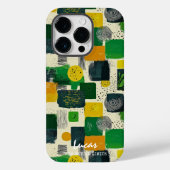 抽象芸術緑と黄色のブロック(名前をカスタムする付) Case-Mate iPhoneケース (裏面)
