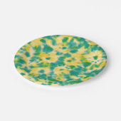 抽象芸術緑と黄色の水色絞り染め ペーパープレート (アングル)