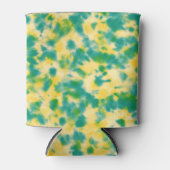 抽象芸術緑と黄色の水色絞り染め 缶クーラー (正面)