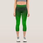 抽象芸術緑のジオメトリック線 カプリレギンス (正面)