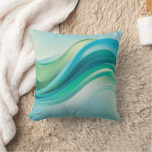 抽象芸術緑の海波線 クッション (ブランケット)