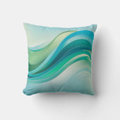 抽象芸術緑の海波線 クッション (正面)
